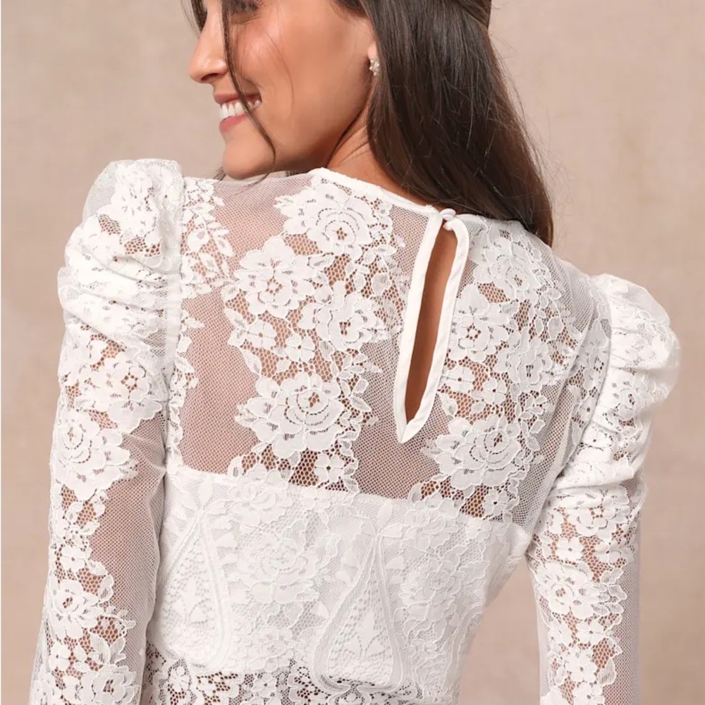 Lulu's Heavenly Promise White Sheer Lace Skirt Only (Two-Piece Set) - Picture 2 of 4